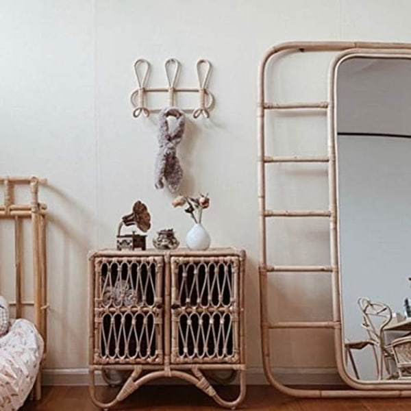 Rattan Väggkrok Barnkläder Förvaringsställ Kläder Hängare Rattan Hängare Barnrum Dekorativ Hängare