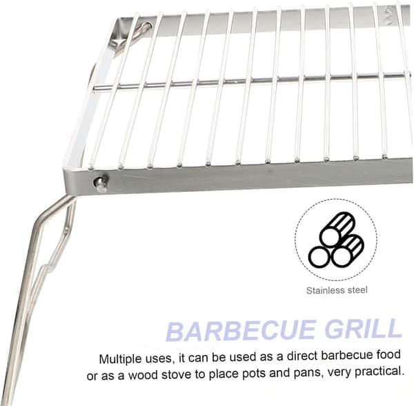 Sammenklappelig Bærbar Grill i Rustfrit Stål til Udendørs Vandreture