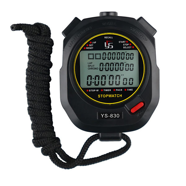 Digital Stoppur Timer Noggrann Handhållen Stoppur Elektronisk Sport Timer, Svart