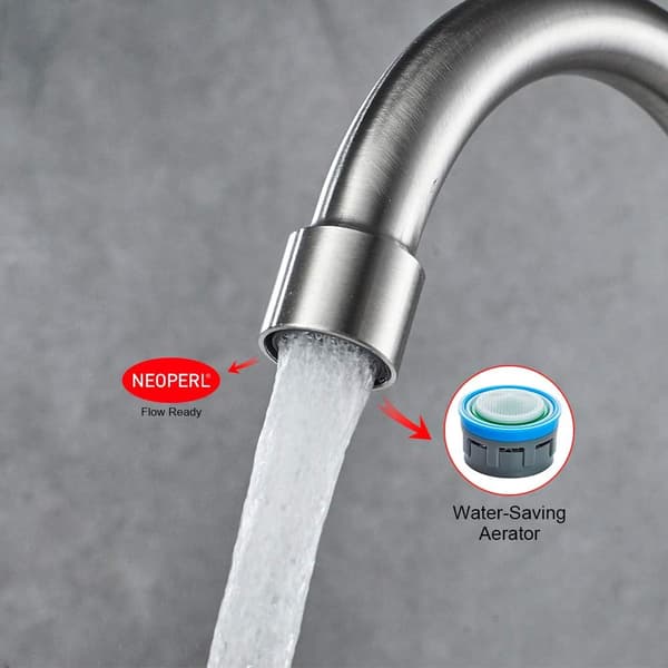 Cold Water Mixer for Kitchen, 360° Swivel, Single Handle Kitchen Faucet, Stainless Steel Maple