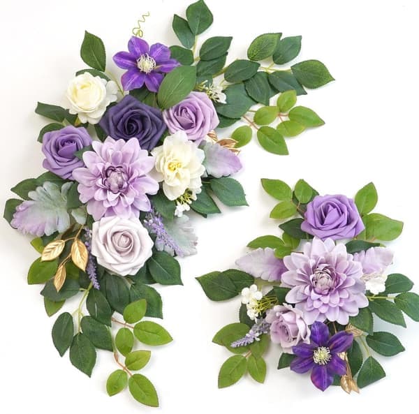 Bryllupsdekor 2-pakning Velkomstskilt Blomsterbakgrunn Seremonigirlander