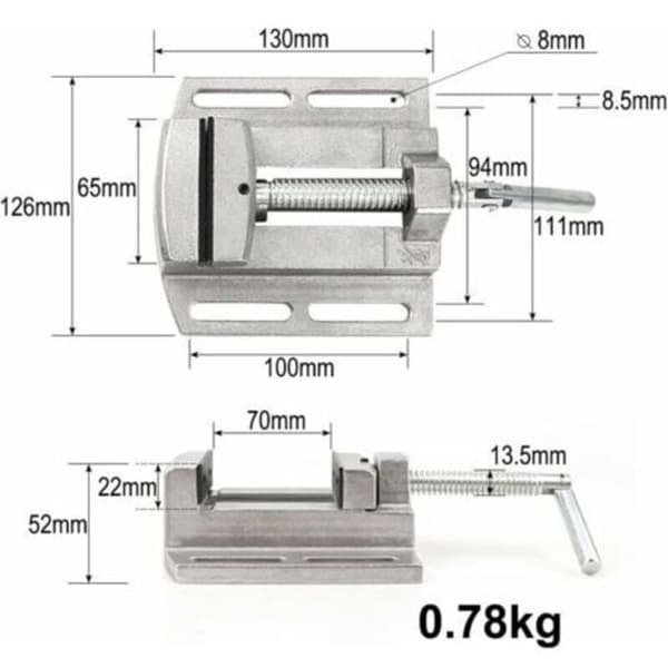 Borepressebænk - XVX - 2,5 tommer åbning - Aluminiumslegering - 70 mm klemkapacitet