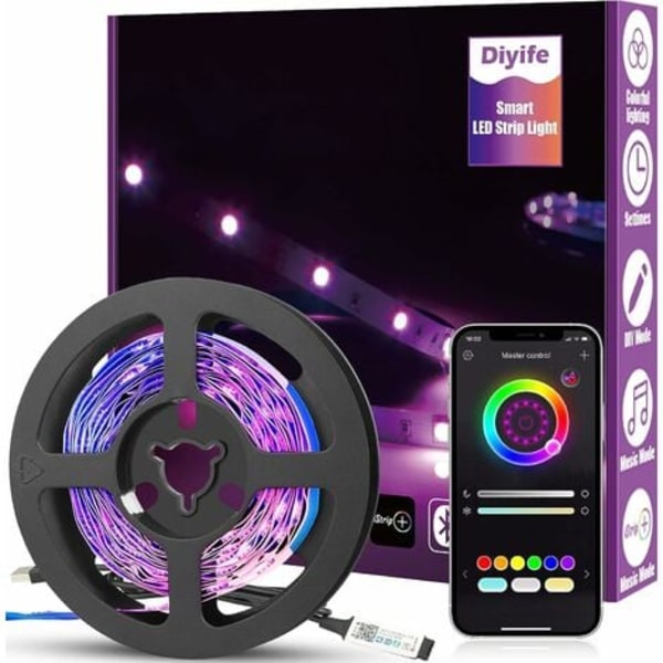 Super Bright 3M LED Strip [App Smart Control], Multicolor Bluetooth 5050 RGB LED Strip, Musik/Voice Sync Färgändring för hembelysning, fest