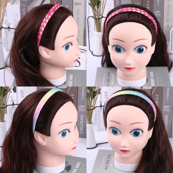 Regnbågspannband för flickor, glitterpannband för barn, färgglada hårband med printed , sjöjungfrupannband för baby , flickor (8 st)