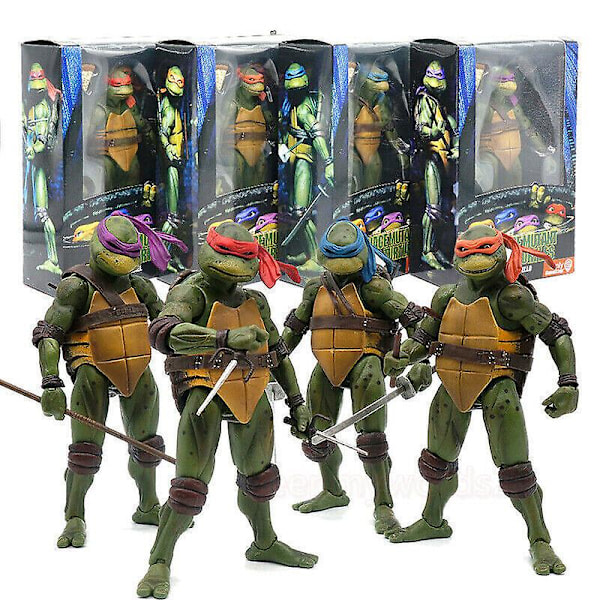Neca Tmnt Teenage Mutant Ninja Turtles 1990-talsfilm 7" Actionfigur Leksaker Present One set for Four One set for Four