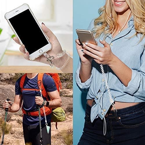 Telefonhalsrem, Universal Tyverisikring Anti-tabt Elastisk Fastgørelseshåndledsrem med Patch Kompatibel med de fleste smartphones (Transparent)