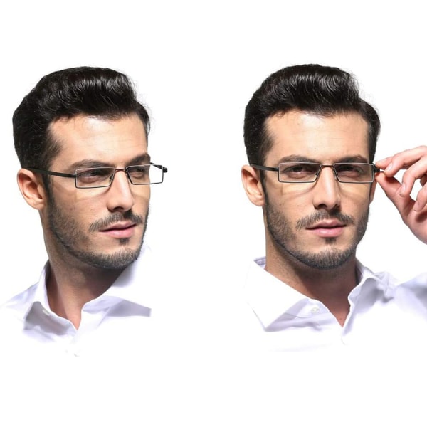 Halvram läsglasögon för män och kvinnor Lätta datorläsare med bärbart case elegant röd