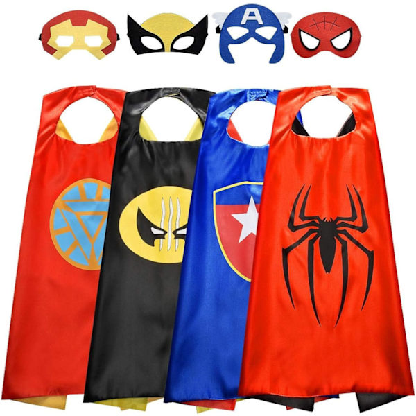 4-pack Superhjälte-capes för barn 3-10 år, pojkgåvor, pojkar tecknade utklädningskostymer festtillbehör påskgåvor barncapes superhjälte-capes
