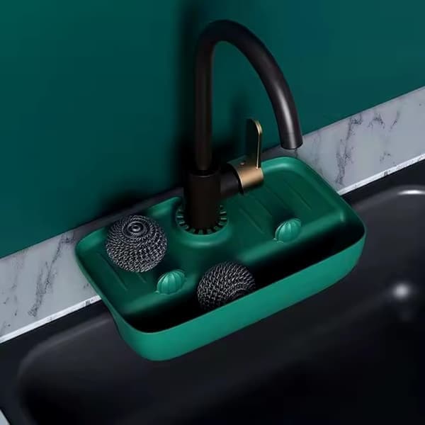 Sponge Rack: Kitchen Organizer - Durable Silicone Holder for Sponges, Brushes, and Soap - Sink Mounted Caddy - Kitchen Accessory