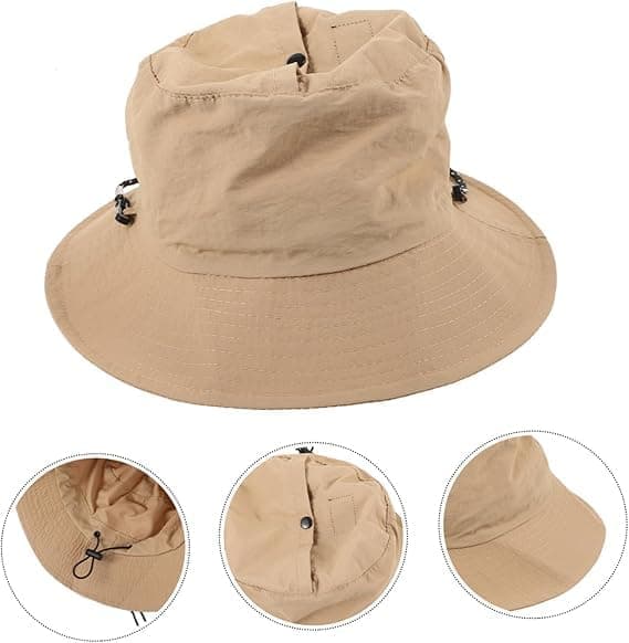 Jentenes bøttehatt Lett og pustende solhatt i polyester for strandfest Khaki
