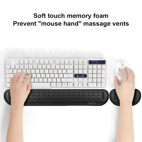1 set minnesskum mus & tangentbord handledsstöd stöd kudde set för dator, bärbar dator, kontorsarbete, PC-spel - massagehål design - enkelt