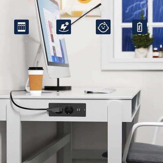 4-in-1 Power Strip - Black - 2 Power Outlets, 2 USB A Ports - 1.5m Cable - Durable with Multiple Safety Features - Hidden Mounting Design