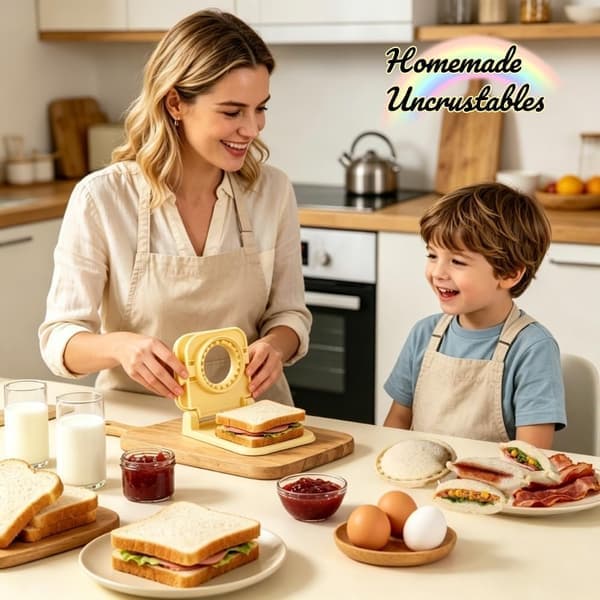 Uncrustable Sandwich Cutter & Sealer Spring Assisted Circle Crustless Sandwich Maker Non-Stick Lunch & Bento Box Accessories