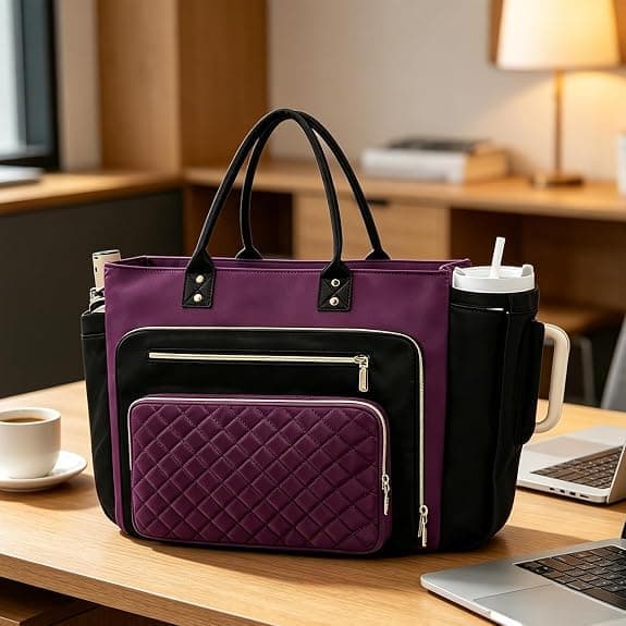 PU Leather Business Office Briefcase Large Capacity 18.9 Inch Computer Teacher Bag with Cup Holder