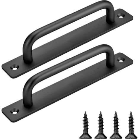 2 Pieces Sliding Door Handles, Pull Handle for Aluminum Alloy Cabinet Doors, Modern Barn Style Kitchen Handles for Wardrobe, Shed, Drawer, Black
