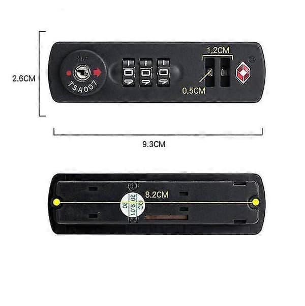 1 x TSA007 Combination Padlock for Luggage and Suitcases 3 Digits (many different combinations) - Black