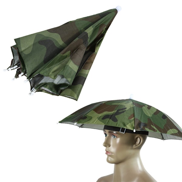 Hopfällbart paraply/paraplyhatt UV-skydd Campingkeps Camouflage Camouflage