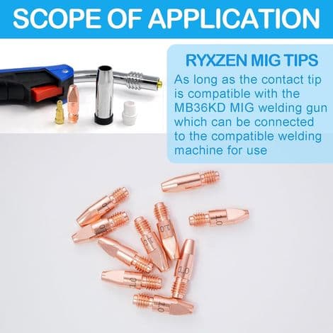 10 stk MIG MB 36KD svejsetilbehør 1,0 mm sliddele kontakttips svejsedyser kontakttips M8x30mm tilbehør