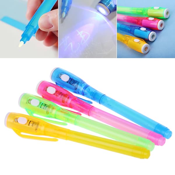 Magic Invisible Ink Pen Write Secret Messages Gadget With UV Light Stationery