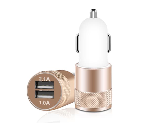 Universal biloplader med dobbelt USB 3.1A guld gold