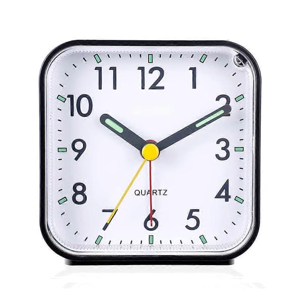 Silent Alarm Clock Bedside Non-Ticking Battery Operated Clock White BLACK