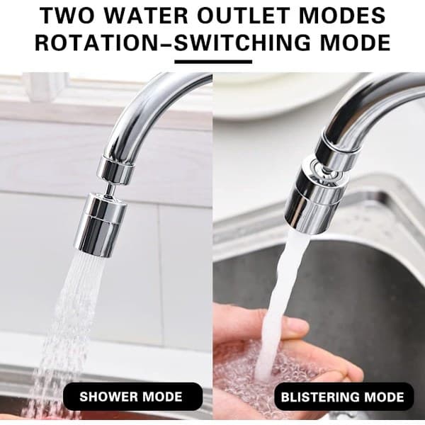 Kranförlängning-Krantillbehör- Kran-360° Kranluftare Diskho Stänksäker Kransprayförlängare och Diskho med 2 Sprayinställningar Silver 2