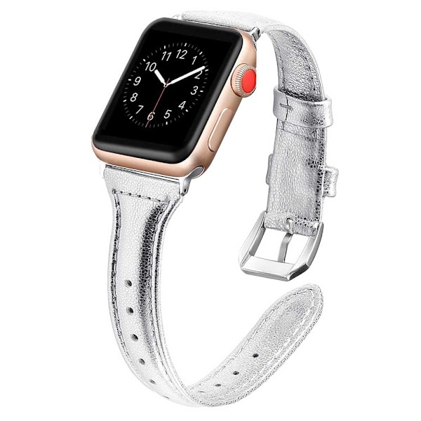 Läderband Kompatibelt med Apple Watch Band, Ersättningsarmband Sport Rem för Iwatch Serie 5 4 3 2 1 med Rostfritt Stål Spänne 38-40mm Svart