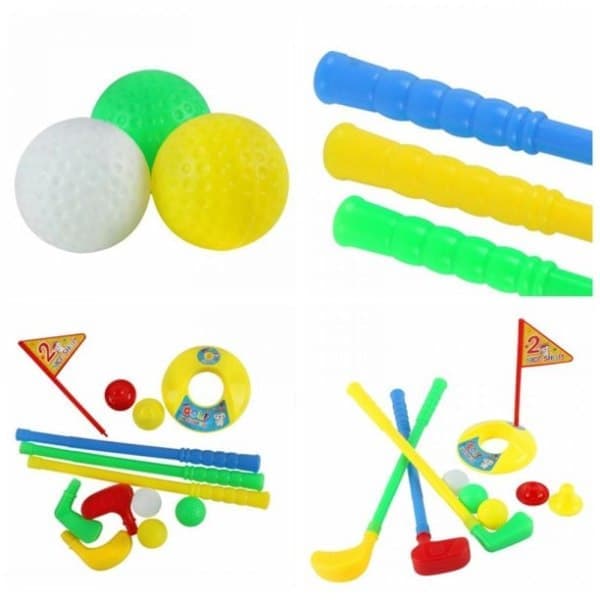 Golfklubbor för småbarn Set Golfbil i plast Leksaksgolf Träningsset