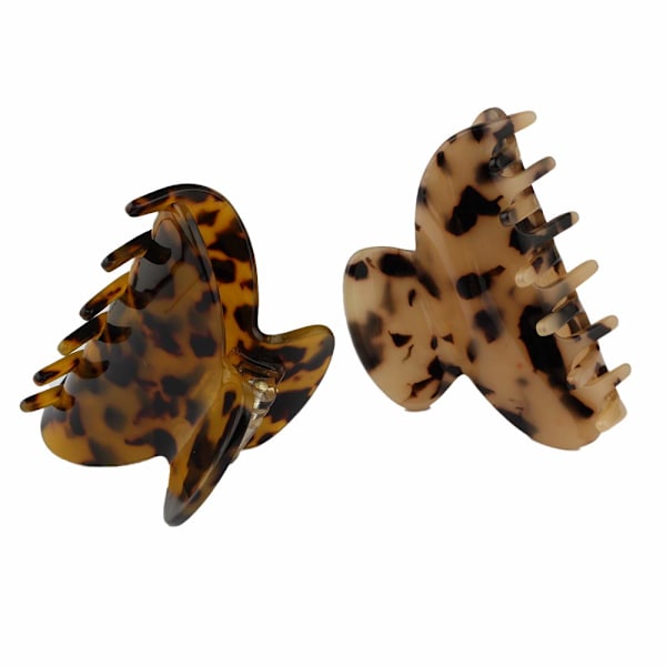 2 st hårklämmor bananclips celluloid fransk design barrettes celluloid leopardmönster små modeaccessoarer