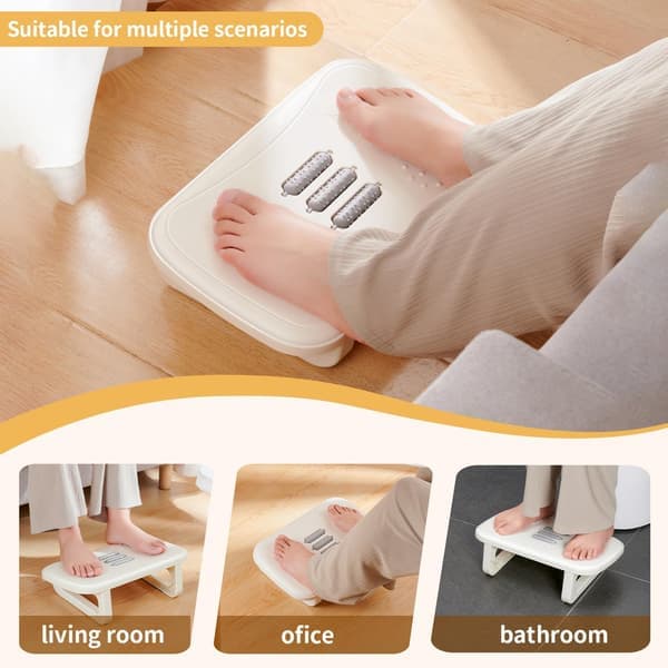 Ergonomic Footrest with Massage Rollers Non-Slip Under Desk Footrest for Office and Home Padded Support for Better Posture and Comfort