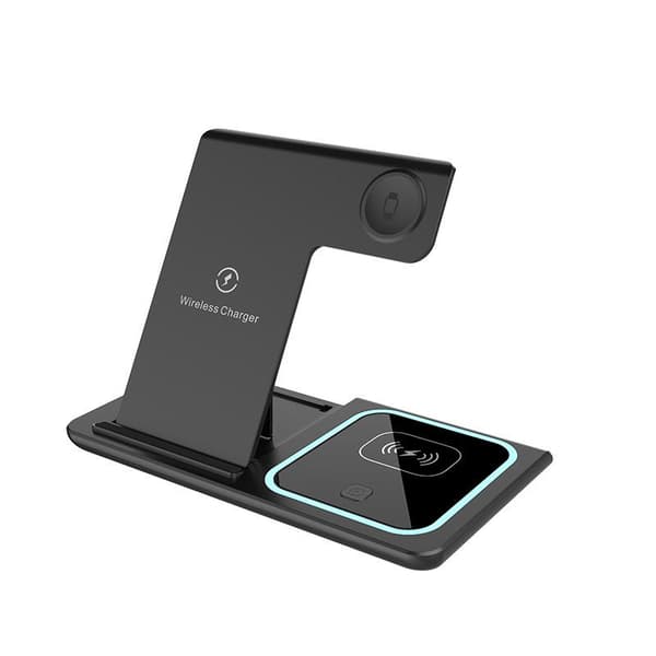 3-in-1 Foldable Stand for Mobile Phone, Watch, and Headphones (Black)