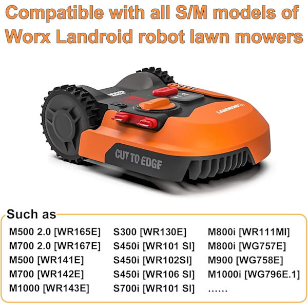 Rostfria ersättningsspikar för Worx Lan-droid S/M-modeller, förbättrad dragkraft för robotgräsklippare med 12 skruvar, hjulstorlek 205 mm