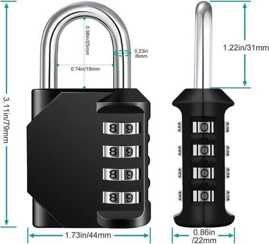 Combination Lock for Cabinets 4-Digit Combination Lock Gym Lock School Locker Weatherproof Outdoor Combination Lock