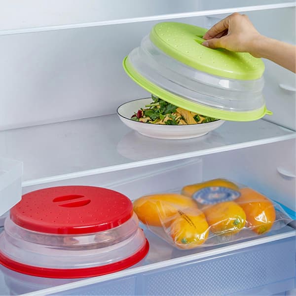 Microwave Oven Cover Transparent Foldable TPR Universal Large Size Microwave Plate Cover for Dorm Grey