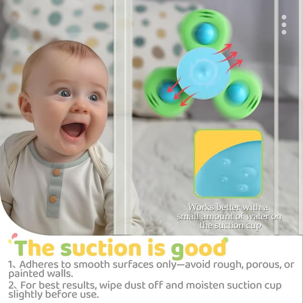 3-pack - Fidget Spinner med sugpropp för barn - Snurrande leksak flerfärgad
