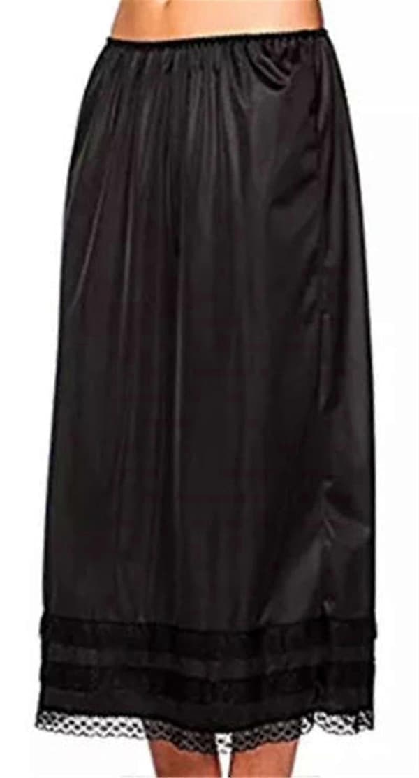 Spetsunderkjol för kvinnor, underkjol, lång kjol, säkerhetskjol, oversize Svart L Svart Black L