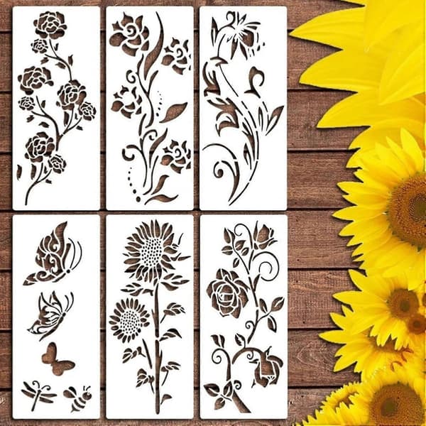 Stora Blomsterschabloner, Blommönster Schablon - Blommönsterschabloner för Golvdekor
