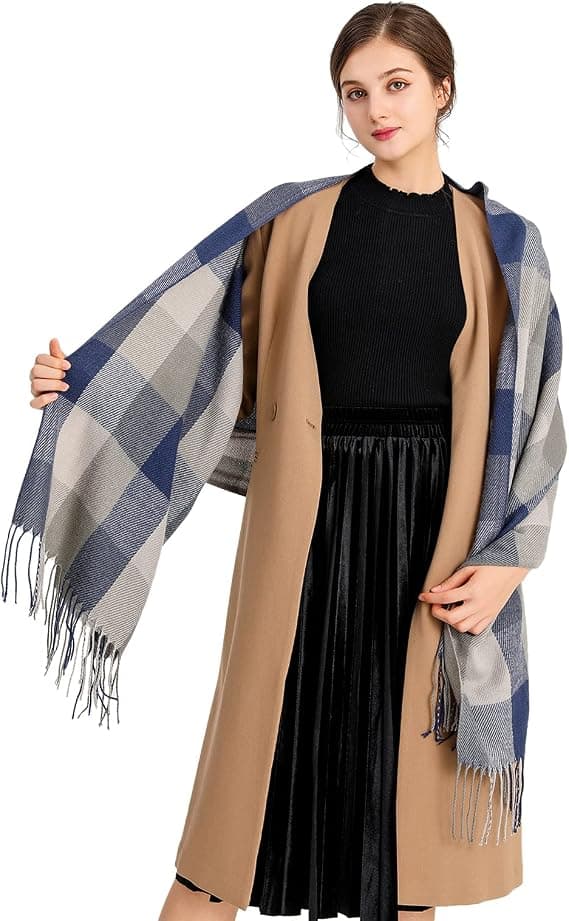 Dame skjerf Vinter Lang Myk Varm Rutete Plaid Wraps Ull Spinning Dusk Sjal Stole Skjerf Damer
