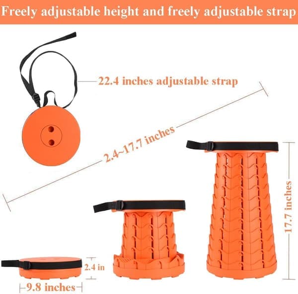 Upgraded Folding Stool, 400 lbs Max Weight, Lightweight but Sturdy, Portable Retractable Collapsible Telescopic Folding Camping Stool for Adults Outdoor