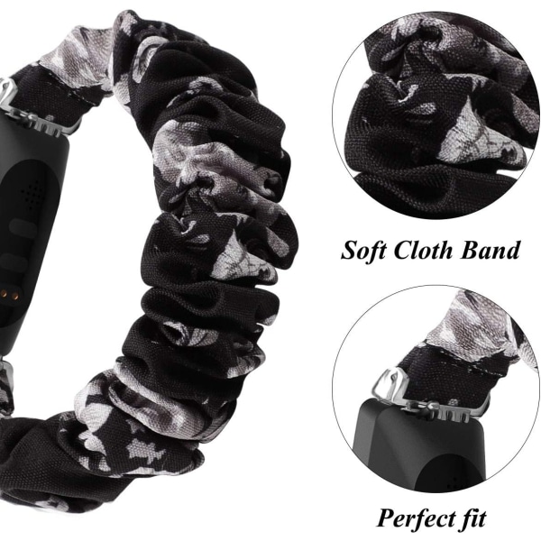 Scrunchies kompatibla med Fitbit Inspire 2-band/Inspire HR-band/Inspire, mjuka elastiska tygmönstrade tyg