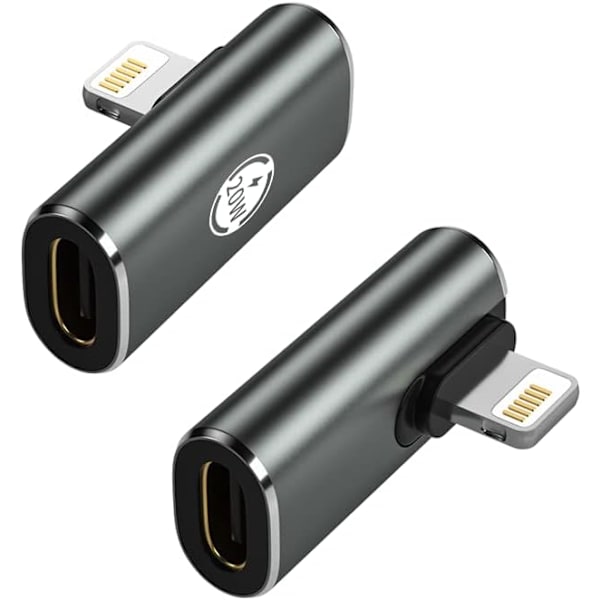 USB c till Light-ning, stödjer 20W PD, snabbladdningsfunktion för i-Phone i-Pad i-Pod-serien kompatibel (2Pack i-OS Phone hane adapter till USB