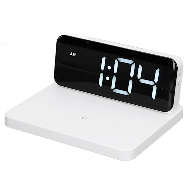 Väckarklocka Trådlös Laddare Vit USB Utmatningsgränssnitt Snabbladdning LED-display Justerbar Volym Elektronisk Utrustning