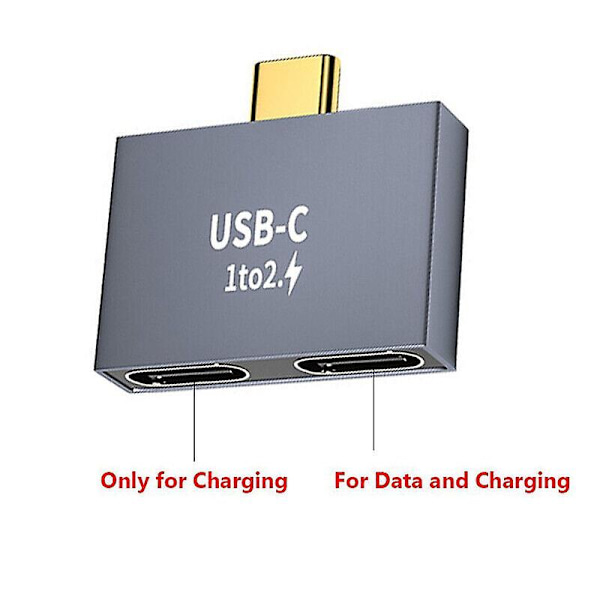 Ny typ-C splitter USB C hane till dubbel USB C hona laddare Conventer Adapter c