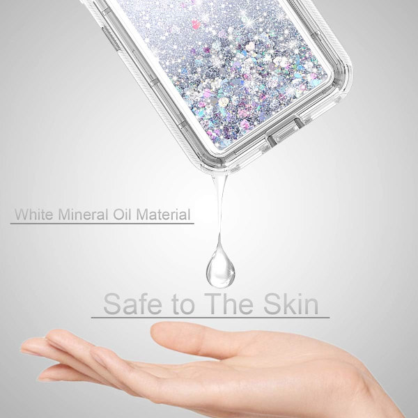 Skyddande fodral för iPhone 11 Glitter, flytande Bling Quicksand 3 i 1 Hybrid stöttålig stöttålig hård stötfångare mjukt genomskinligt gummiskydd
