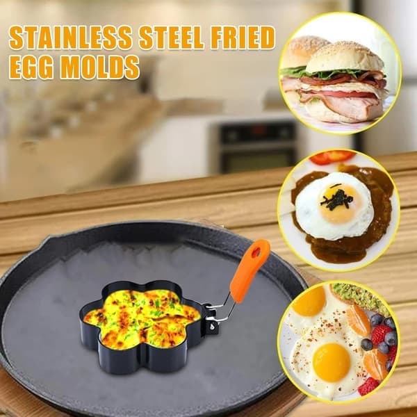 Non-Stick Egg Rings i Rustfritt Stål - Matlagingsringer for Stekepanne, Frokostmuffin, Sandwich og Pannekakemaker, Camping