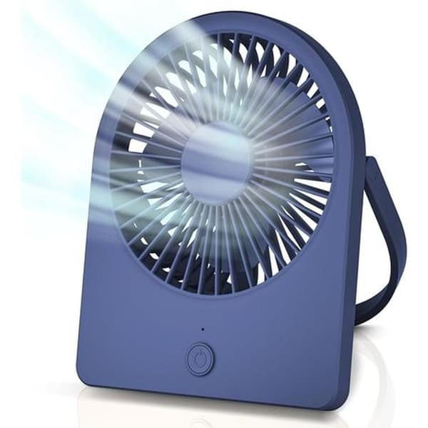 Portable USB Desk Fan with Three Adjustable Speeds. Mini, Foldable and Hangable. Ultra-Quiet. Blue.