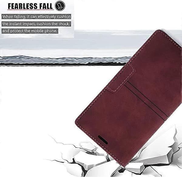 Etui til iPhone 12 Pro Max med kortholder rød PU læderetui pung etui til Apple iPhone 6,7 tommer