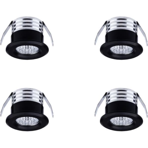 Infälld LED-spotlight - 4-pack - Svart - Aluminium - 3W - Inomhus
