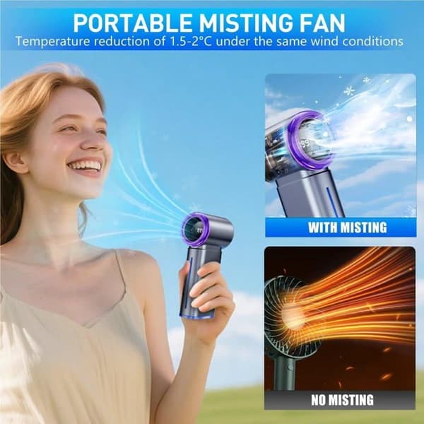 Mini Portable Fan - 3500mAh Battery - 1-199 Speeds - Digital Display - Portable - White