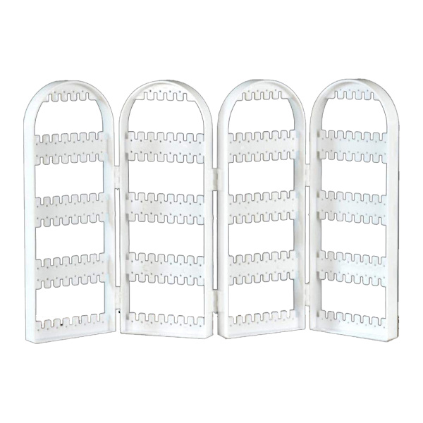 Hål Akryl Örhängen Hållare för Kvinnor, 4 Dörrar Fällbar Skärm Halsband Display Rack, Hängande Smycken Organizer Stativ Display